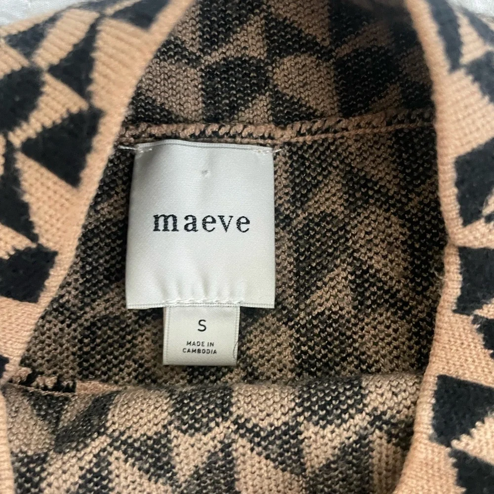 Anthropologie Maeve Geometric Mock Neck Sweater - Black and Tan - Picture 4 of 4